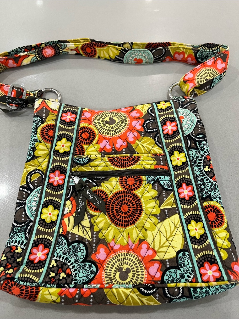 Vera Bradley Yellow Multi Quilted Floral Crossbody Bag
